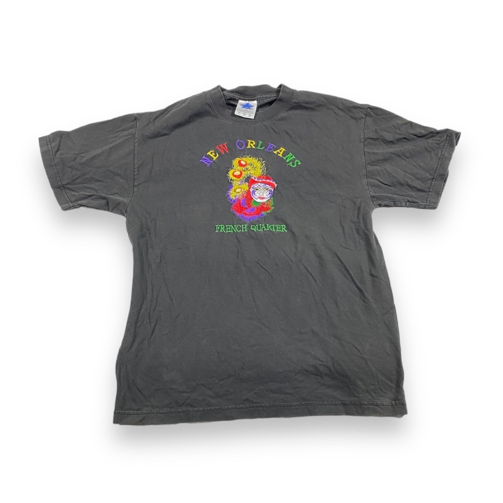 Vintage New Orleans French Quarter Stitched T-Shirt Diamond Star Black Green Red